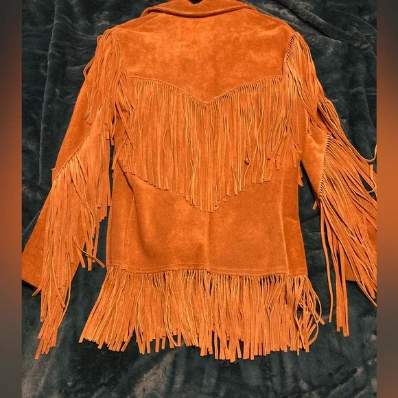 Jo O Kay Vintage Leather Fringed Jacket Coat Unisex Bohemian Western - Picture 6 of 16